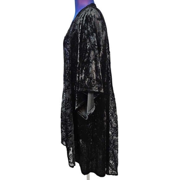 Knox Rose Black Velvet & Sheer Panel Duster Kimono‎ Size M/L Women's C78 - Picture 3 of 8